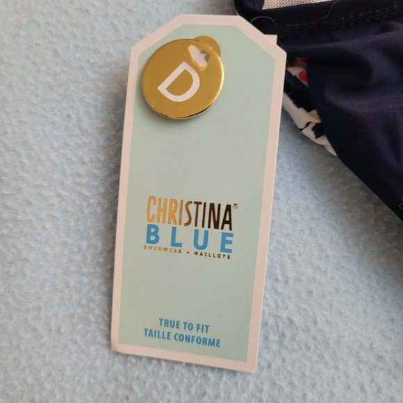 41. Christina Blue, pink rose swimsuit. Size 8D. NWT - Picture 3 of 5